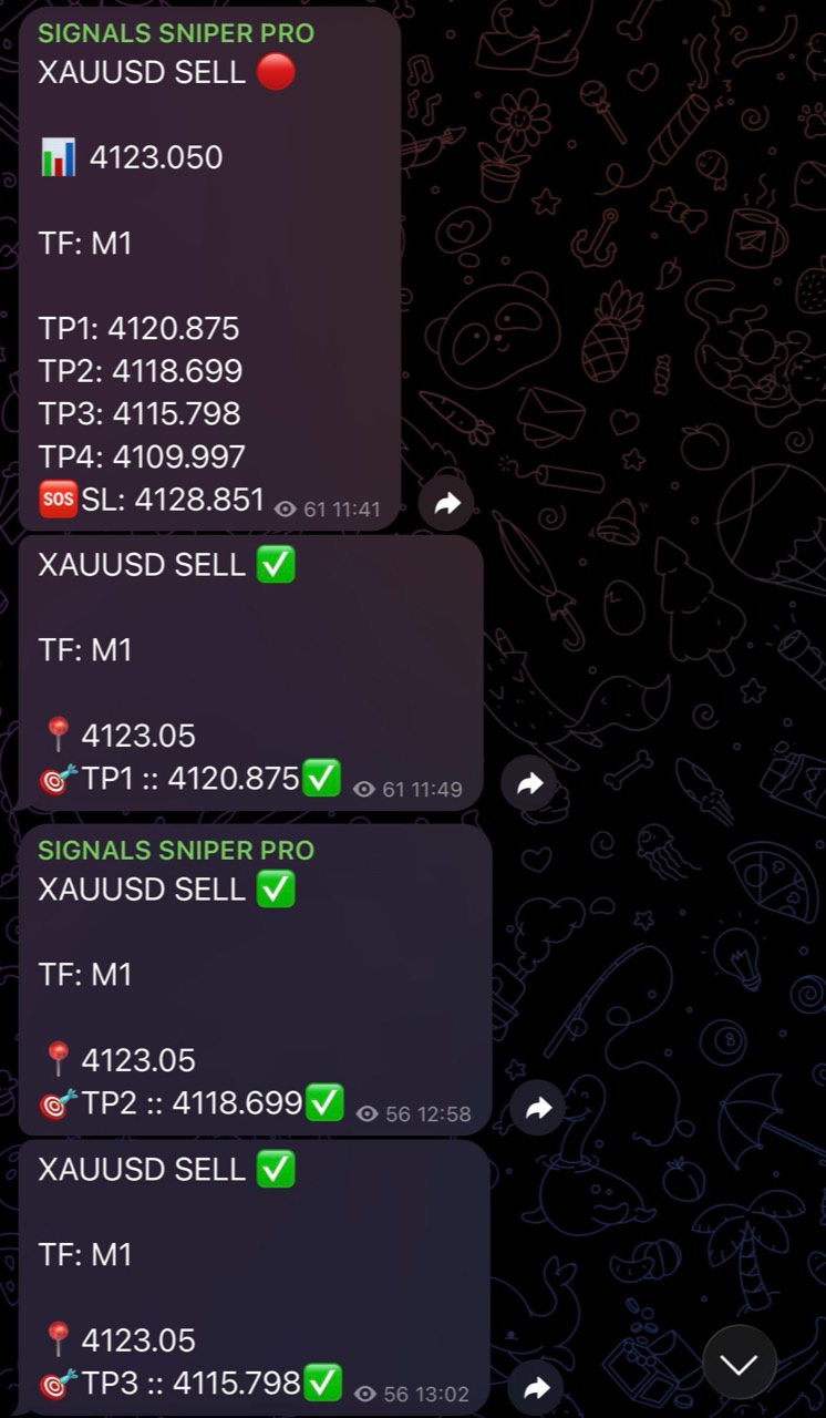 ตัวอย่างซิกแนล Sniper Pro ที่แจ้งเตือนแบบเรียลไทม์ในห้อง Telegram